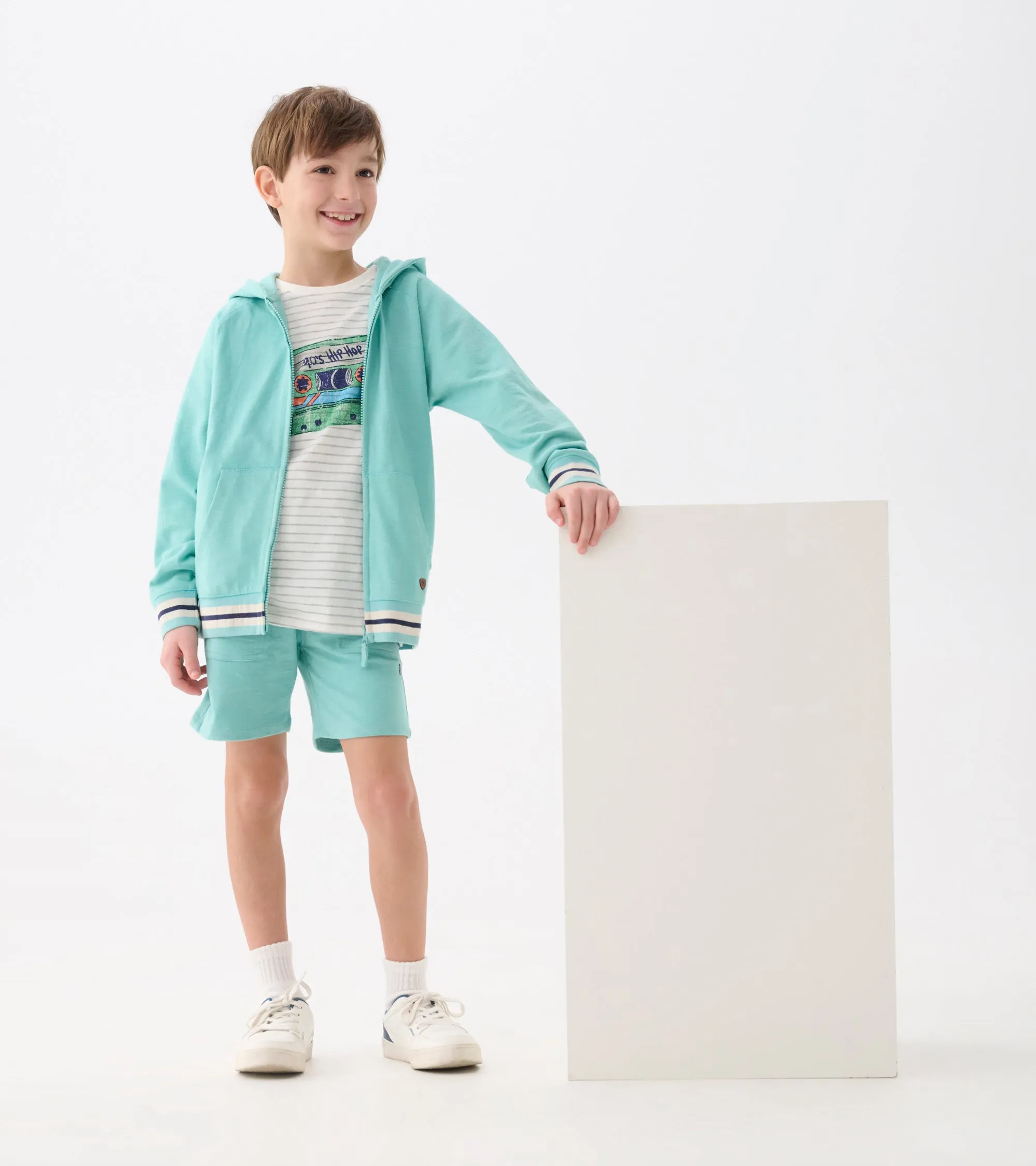 Boys Nile Blue Zip-Up Hoodie -Hatley
