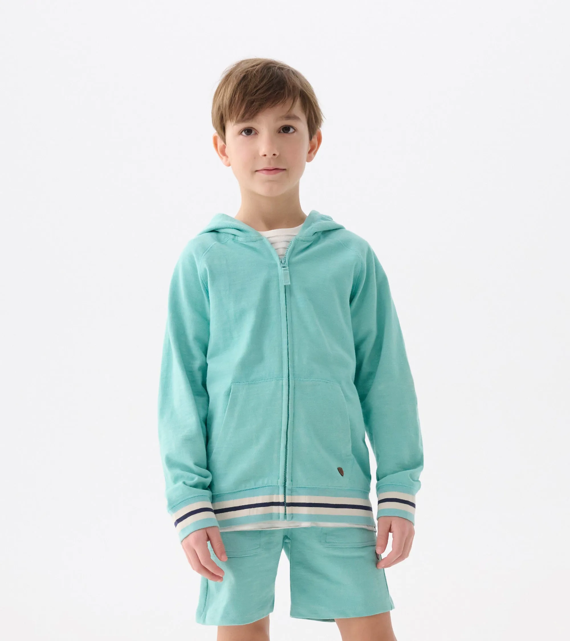 Boys Nile Blue Zip-Up Hoodie -Hatley