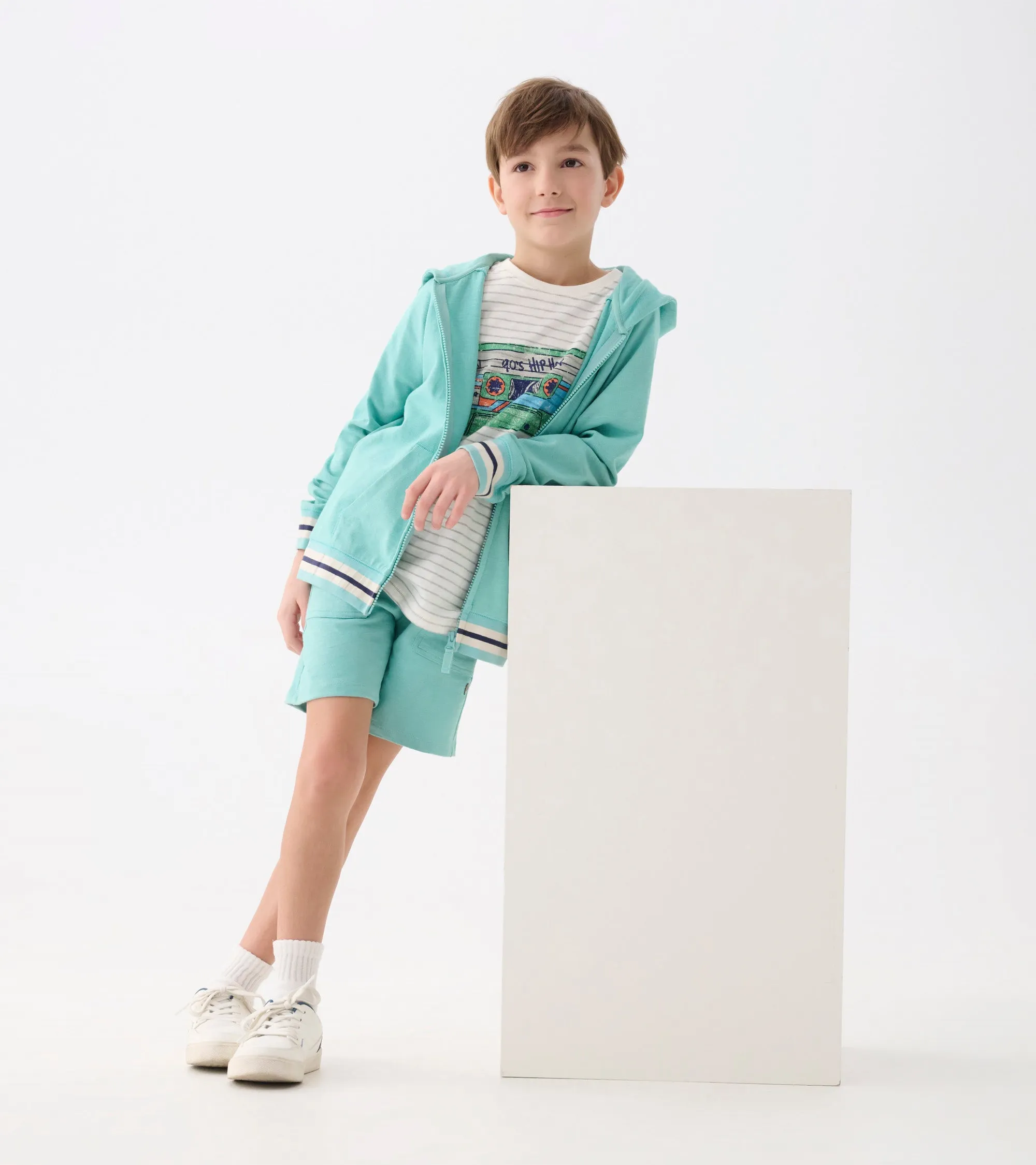 Boys Nile Blue Zip-Up Hoodie -Hatley