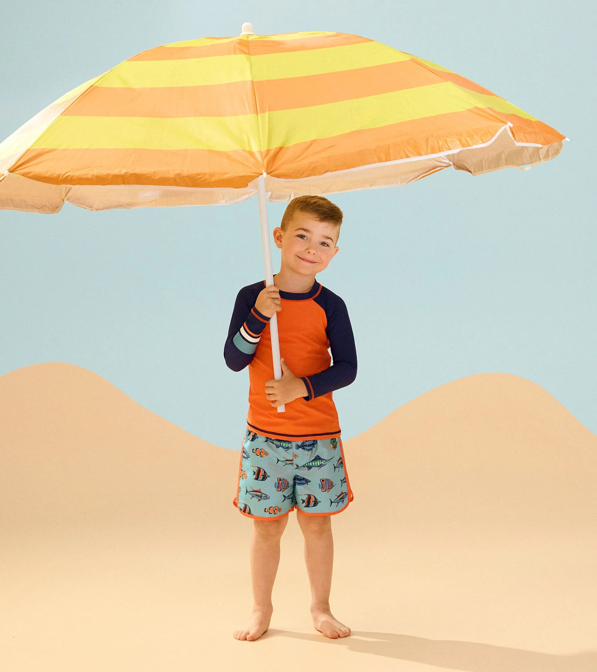 Boys Orange Long Sleeve Rashguard -Hatley