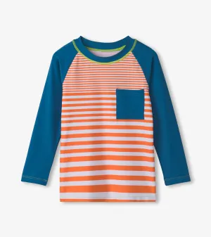 Boys Orange Stripes Long Sleeve Rashguard -Hatley