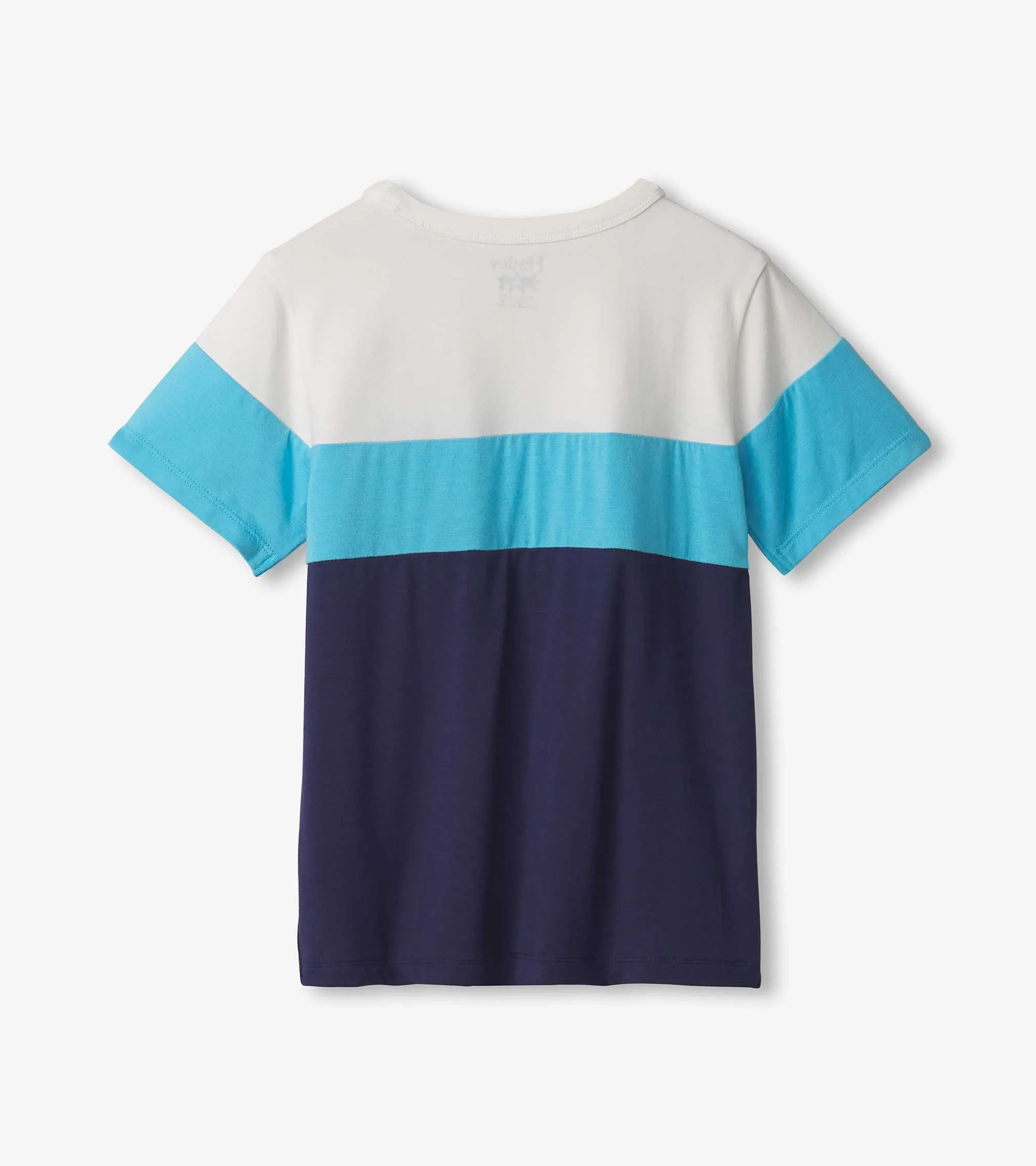 Boys Patriot Blue Colour Block Bamboo T-Shirt -Hatley