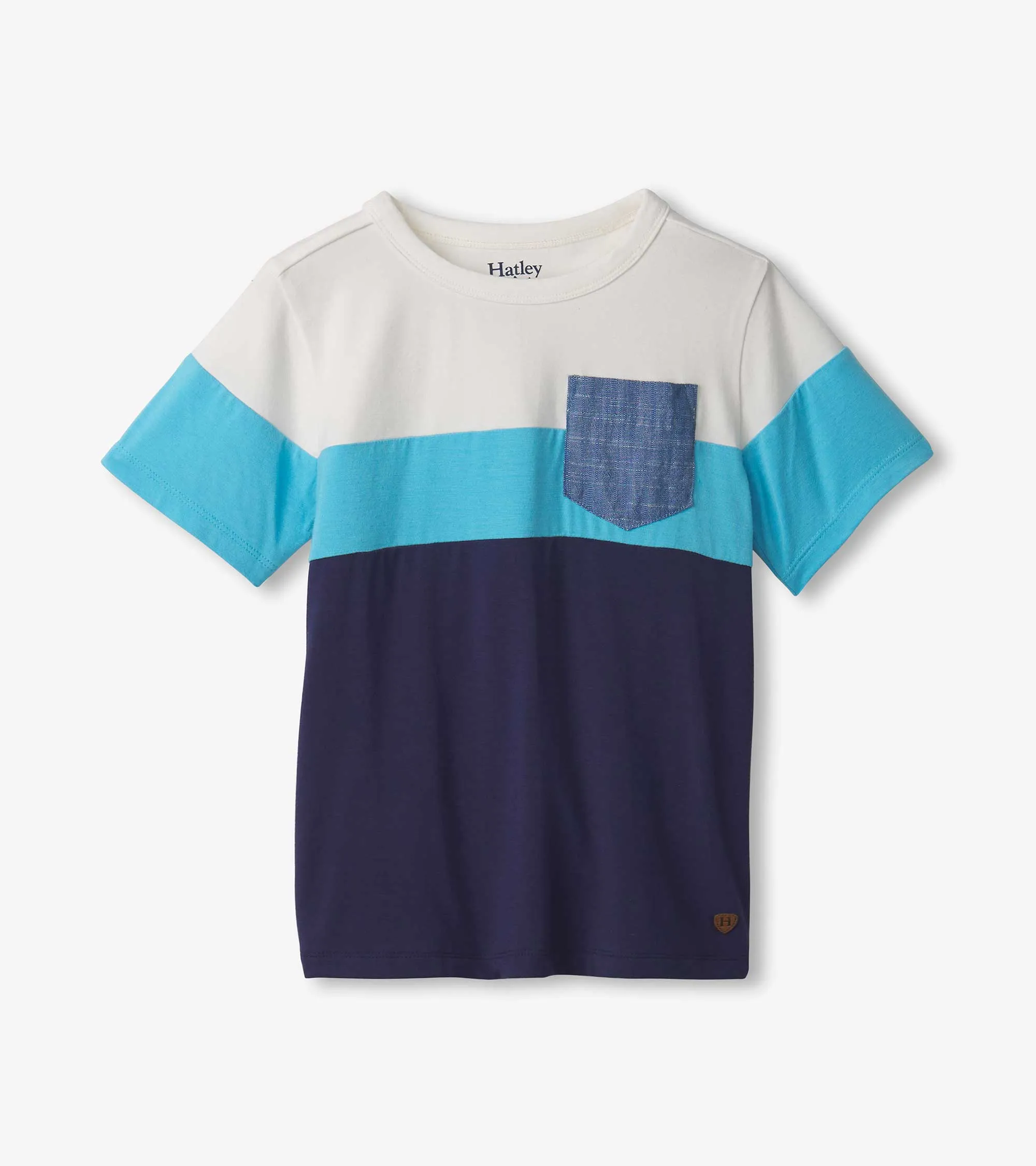 Boys Patriot Blue Colour Block Bamboo T-Shirt -Hatley