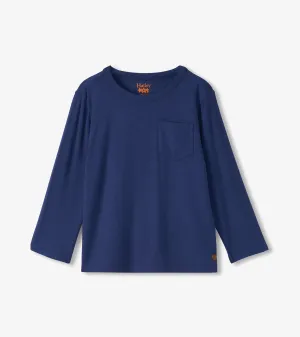 Boys Patriot Blue Long Sleeve Bamboo T-Shirt -Hatley