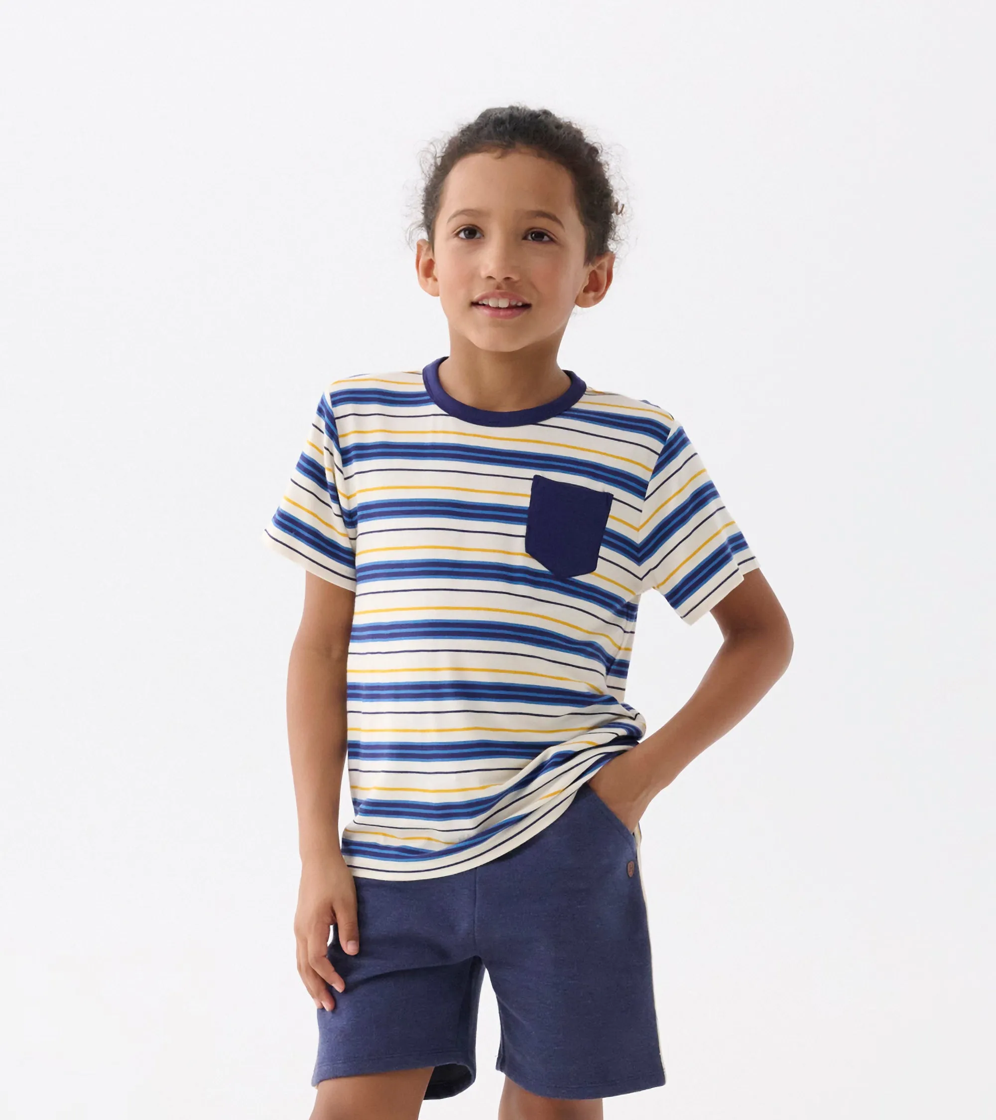 Boys Patriot Blue Stripes Bamboo Tee -Hatley
