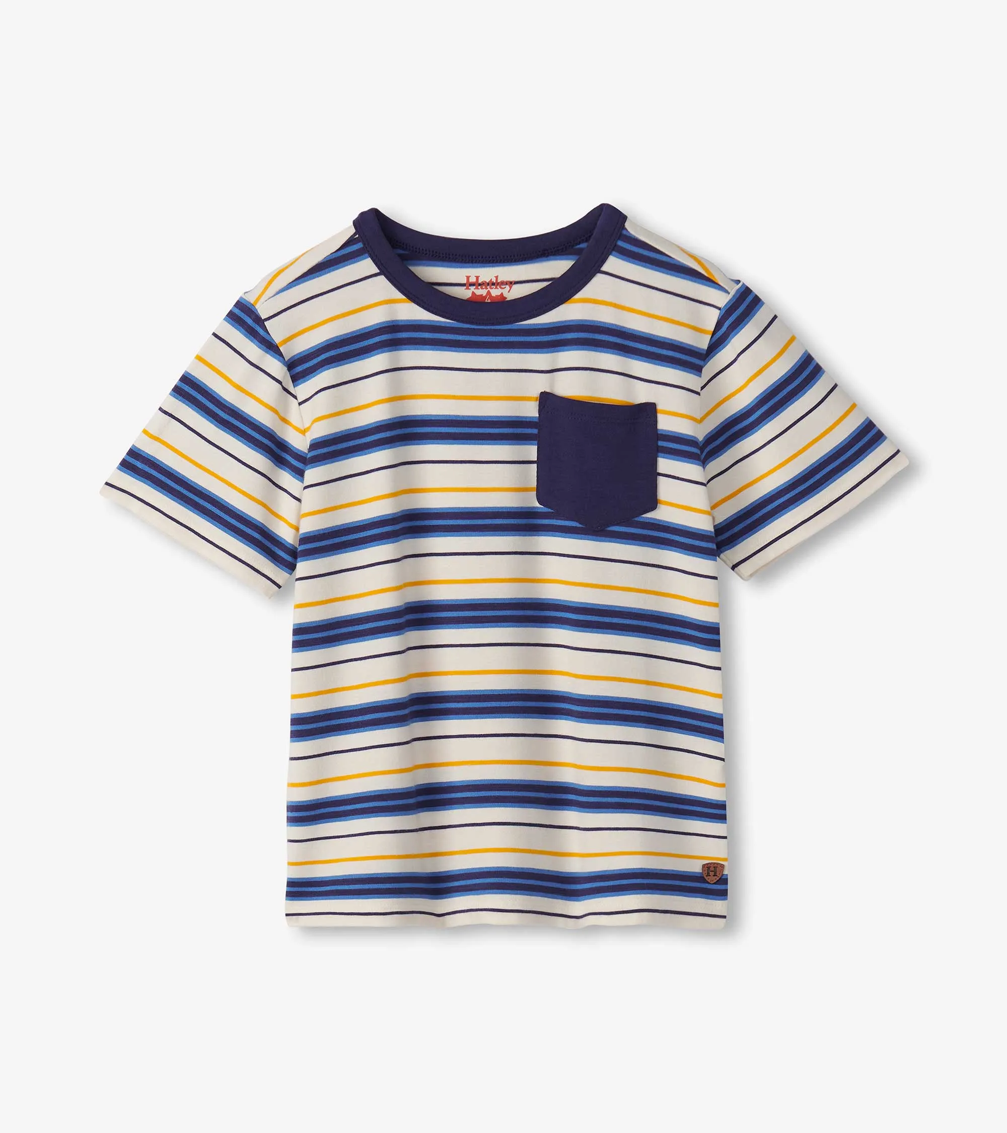 Boys Patriot Blue Stripes Bamboo Tee -Hatley