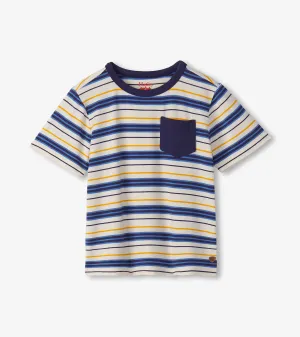 Boys Patriot Blue Stripes Bamboo Tee -Hatley