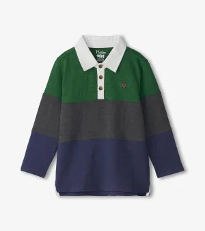 Boys Preppy Panelled Long Sleeve Polo Shirt -Hatley
