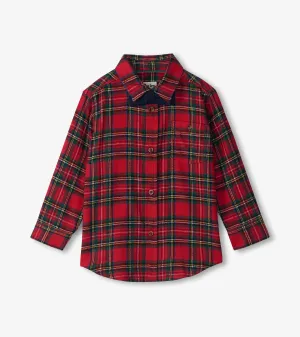 Boys Red Plaid Button Down Shirt -Hatley