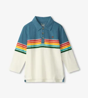 Boys Retro Stripes Long Sleeve Panelled Polo -Hatley