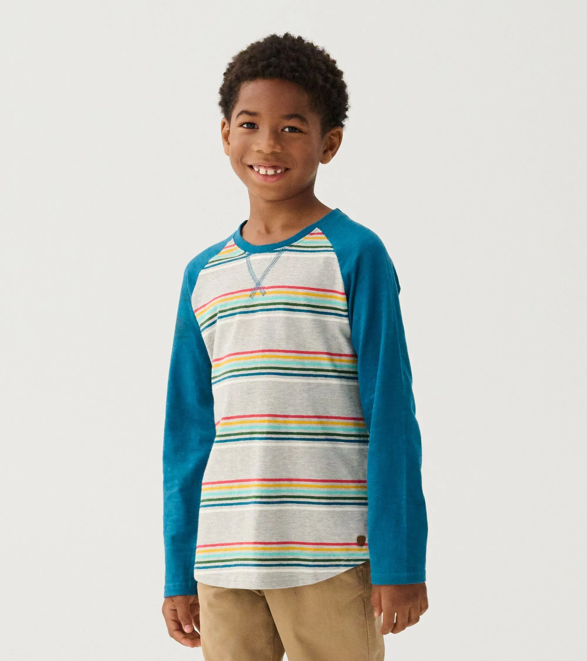 Boys Retro Stripes Long Sleeve Raglan T-Shirt -Hatley