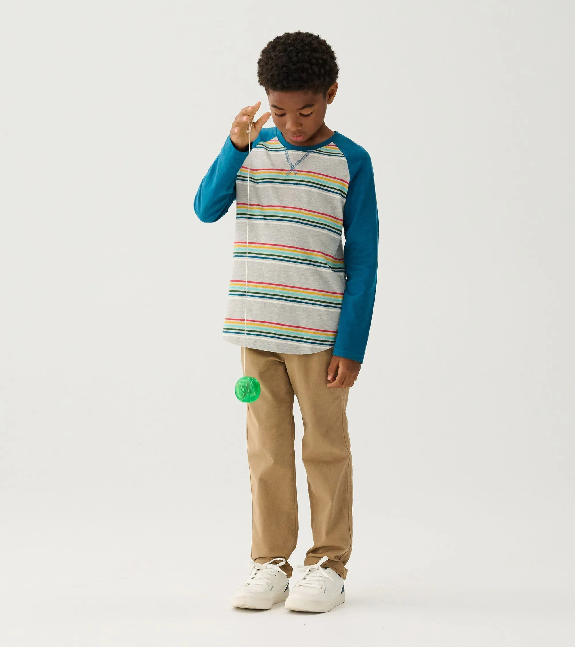 Boys Retro Stripes Long Sleeve Raglan T-Shirt -Hatley