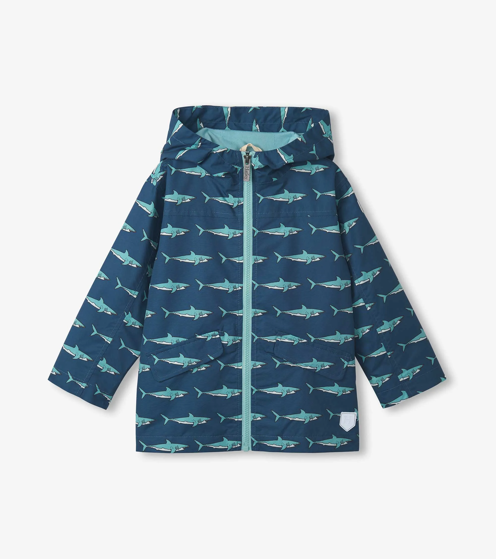 Boys Shark Tank Zip-Up Lightweight Rain Jacket -Hatley