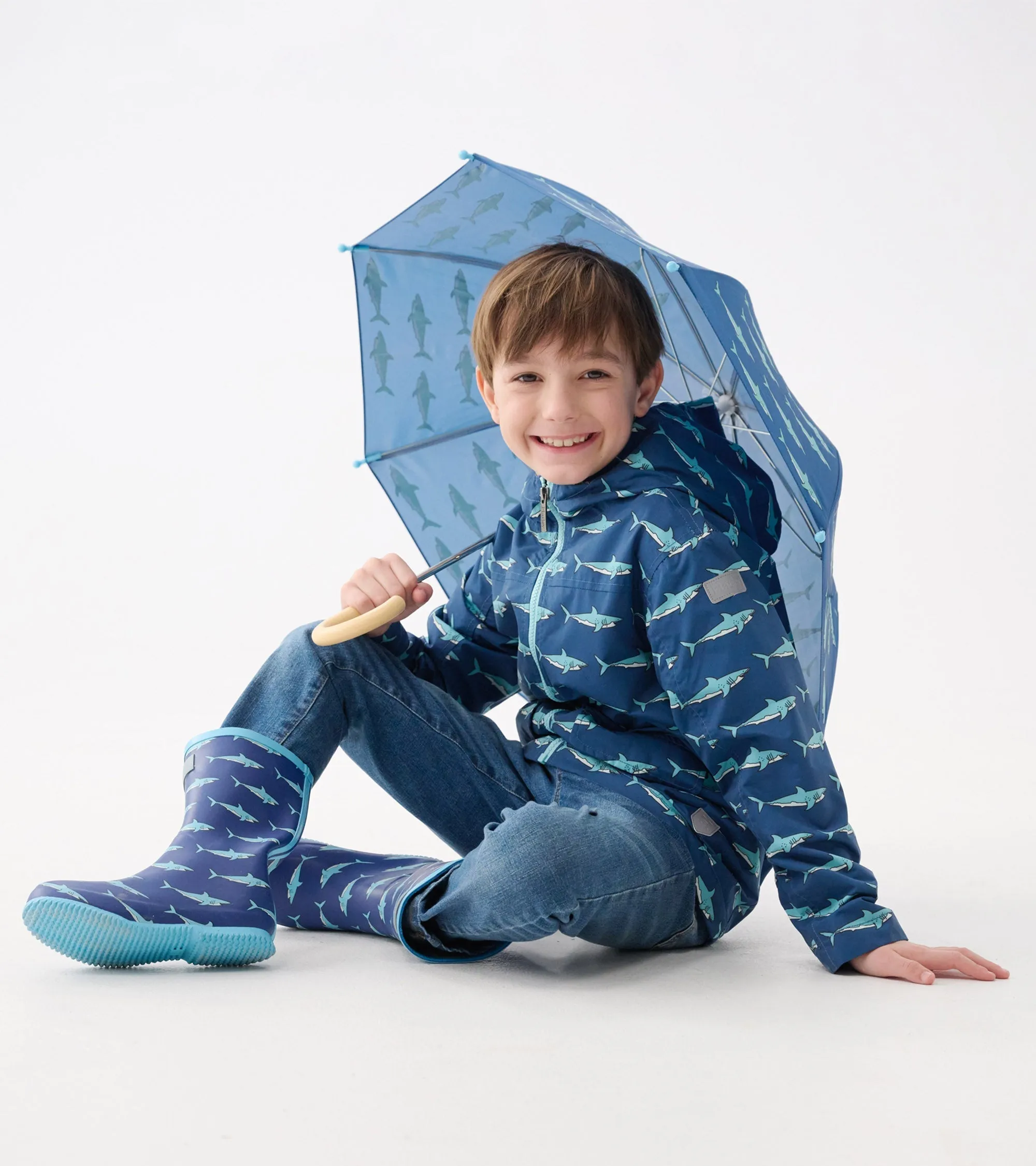 Boys Shark Tank Zip-Up Lightweight Rain Jacket -Hatley