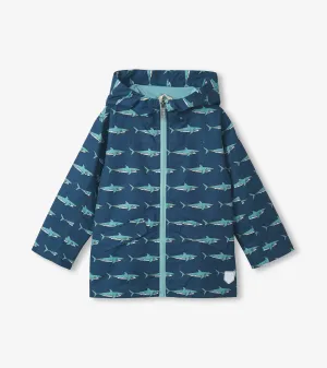 Boys Shark Tank Zip-Up Lightweight Rain Jacket -Hatley