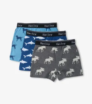 Boys Silhouette Animals 3 Pack Boxer Briefs -Hatley