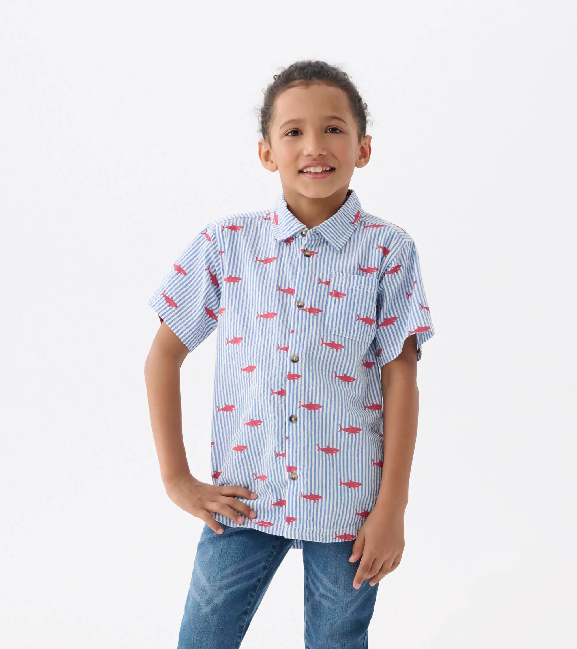 Boys Sjarl Silhouette Button Down Shirt -Hatley