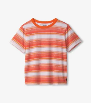 Boys Striiped Orange Bamboo Tee -Hatley