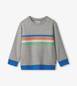 Boys Striped Athletic Grey Pullover Sweatshirt -Hatley