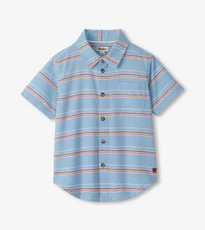 Boys Striped Blue Button Down Shirt -Hatley