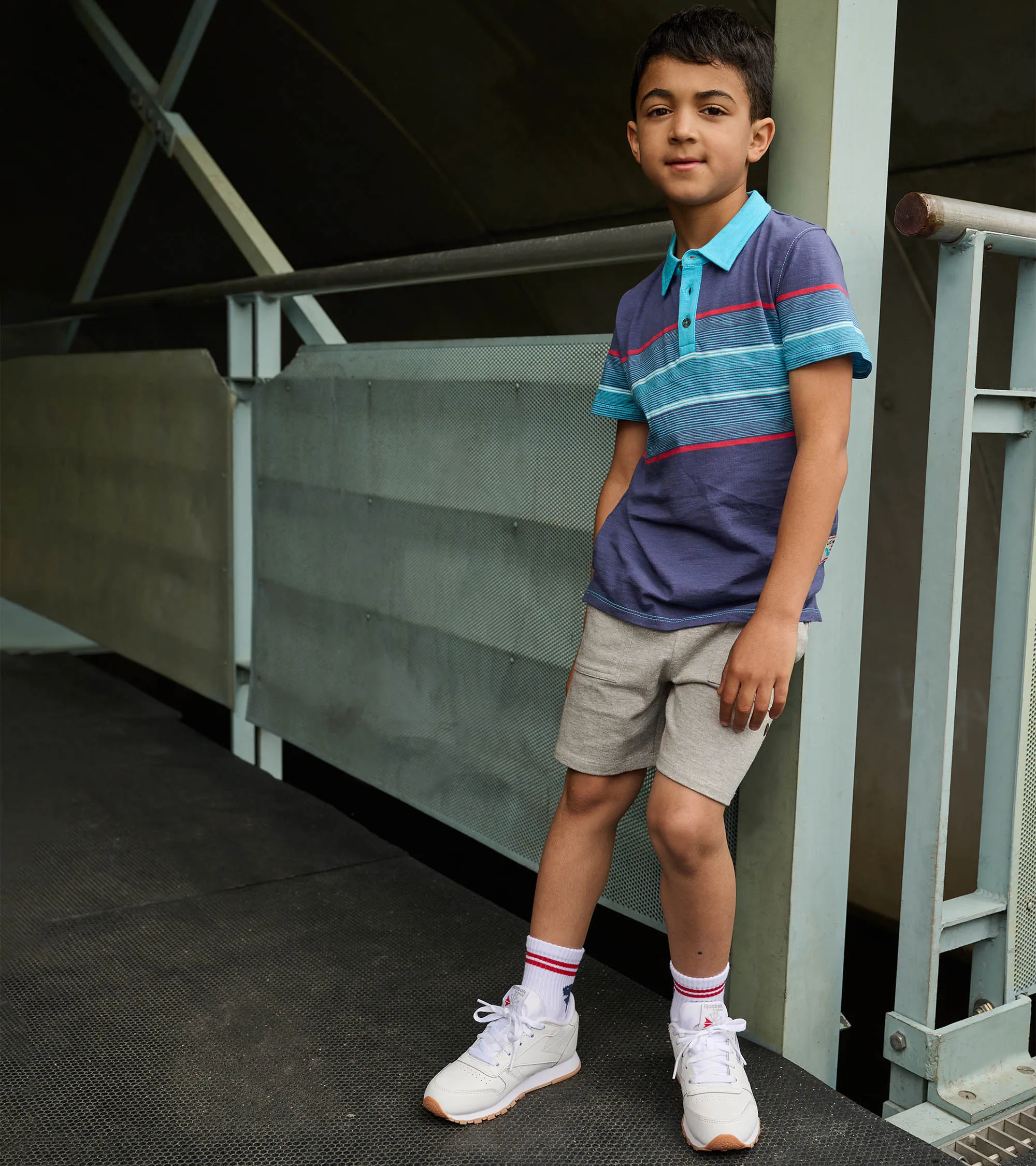Boys Striped Blue Polo Tee -Hatley