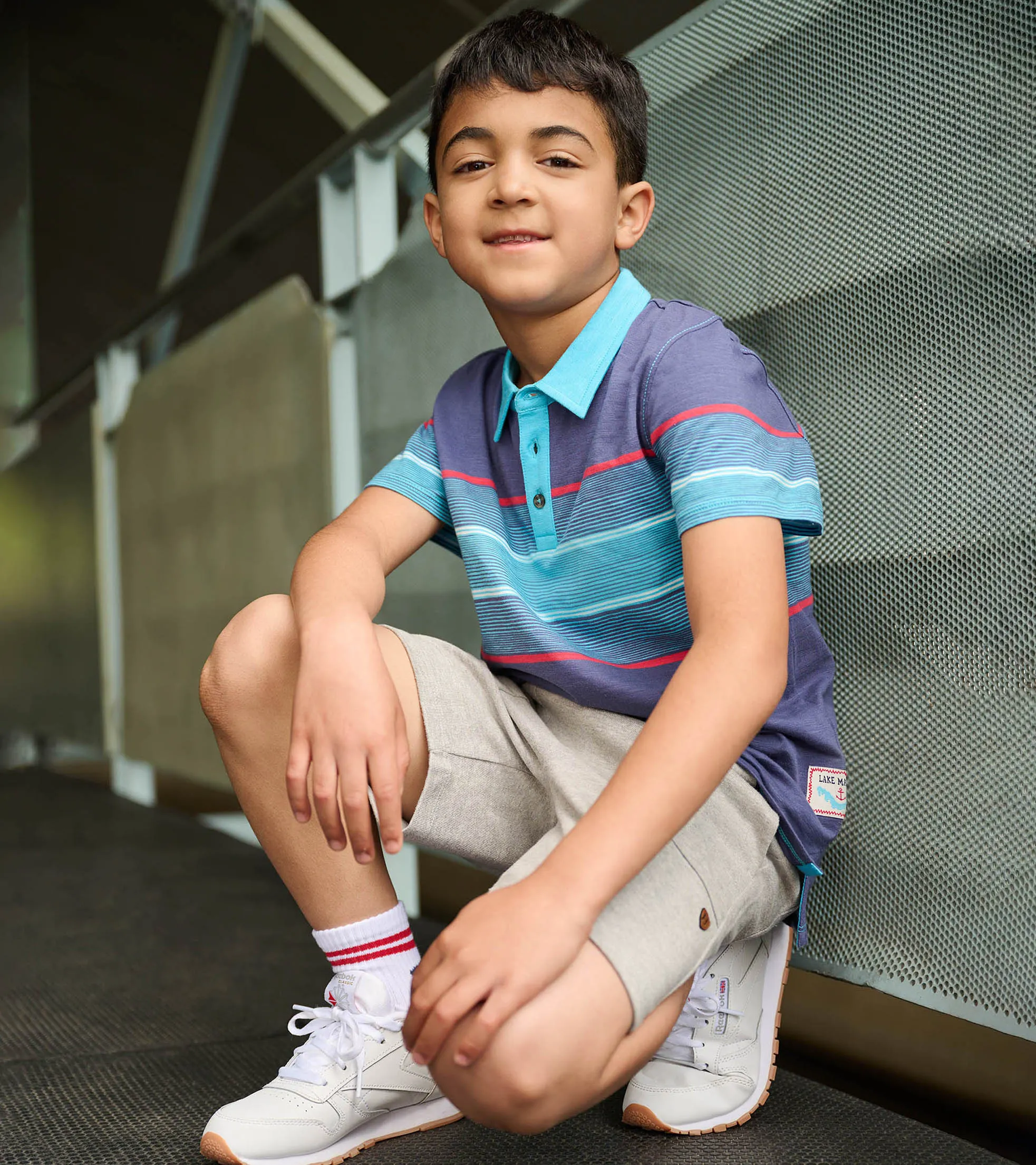 Boys Striped Blue Polo Tee -Hatley
