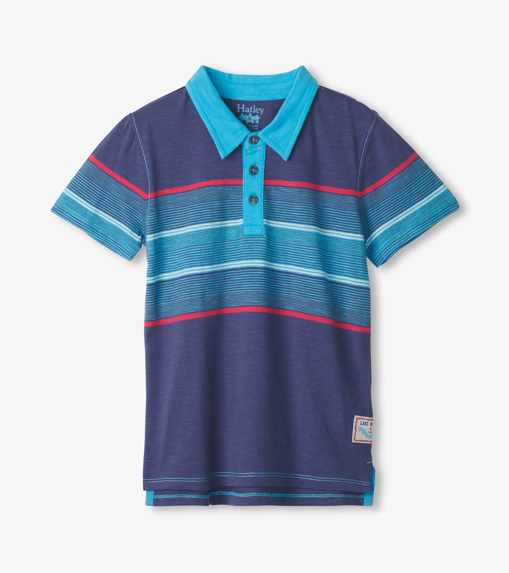 Boys Striped Blue Polo Tee -Hatley