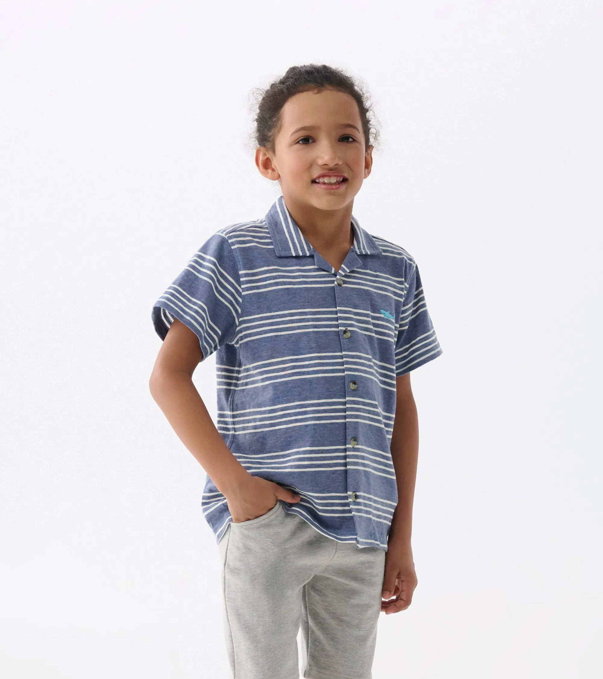 Boys Striped Nautical Jersey Button Down -Hatley