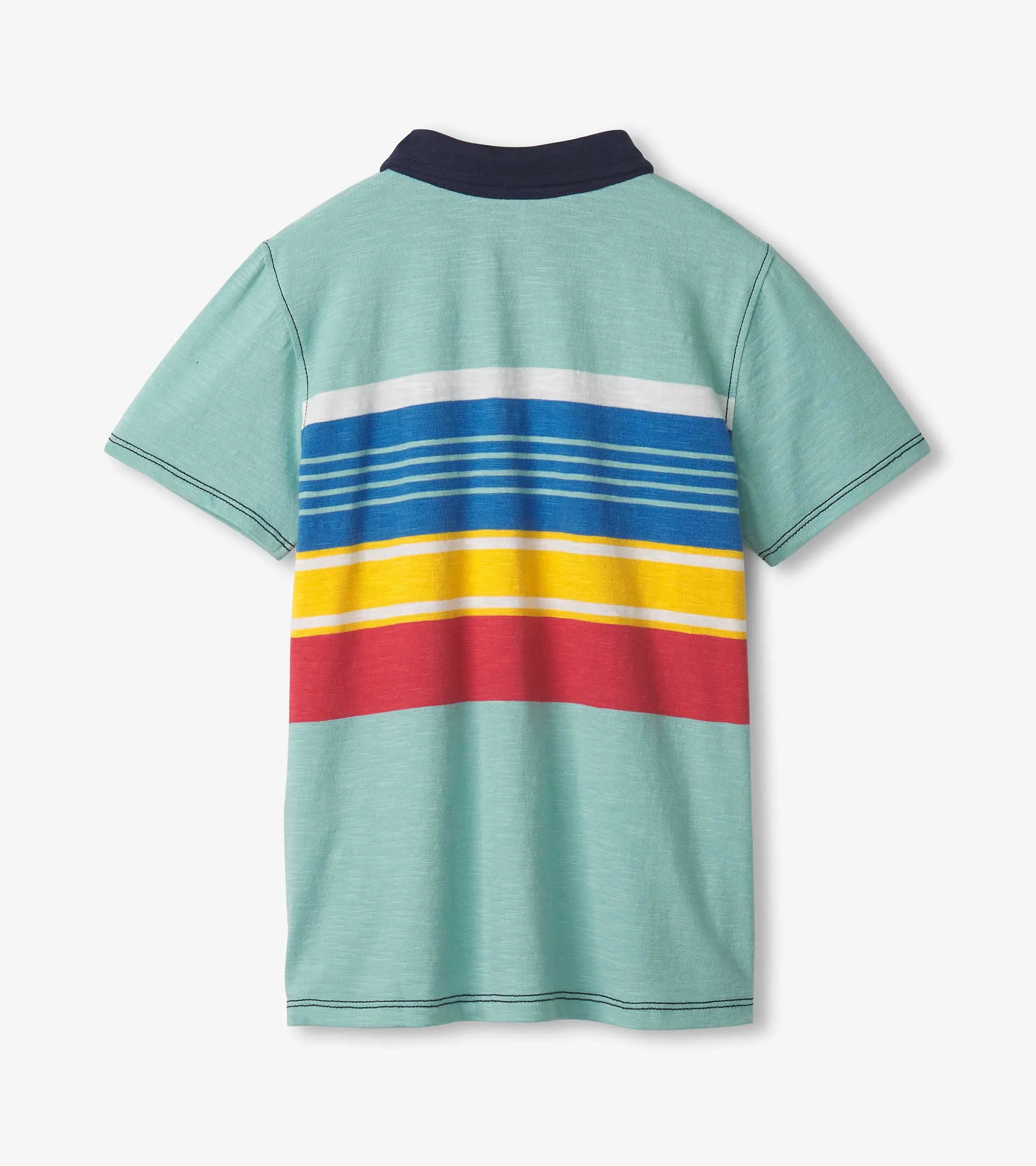 Boys Striped Teal Polo Tee -Hatley