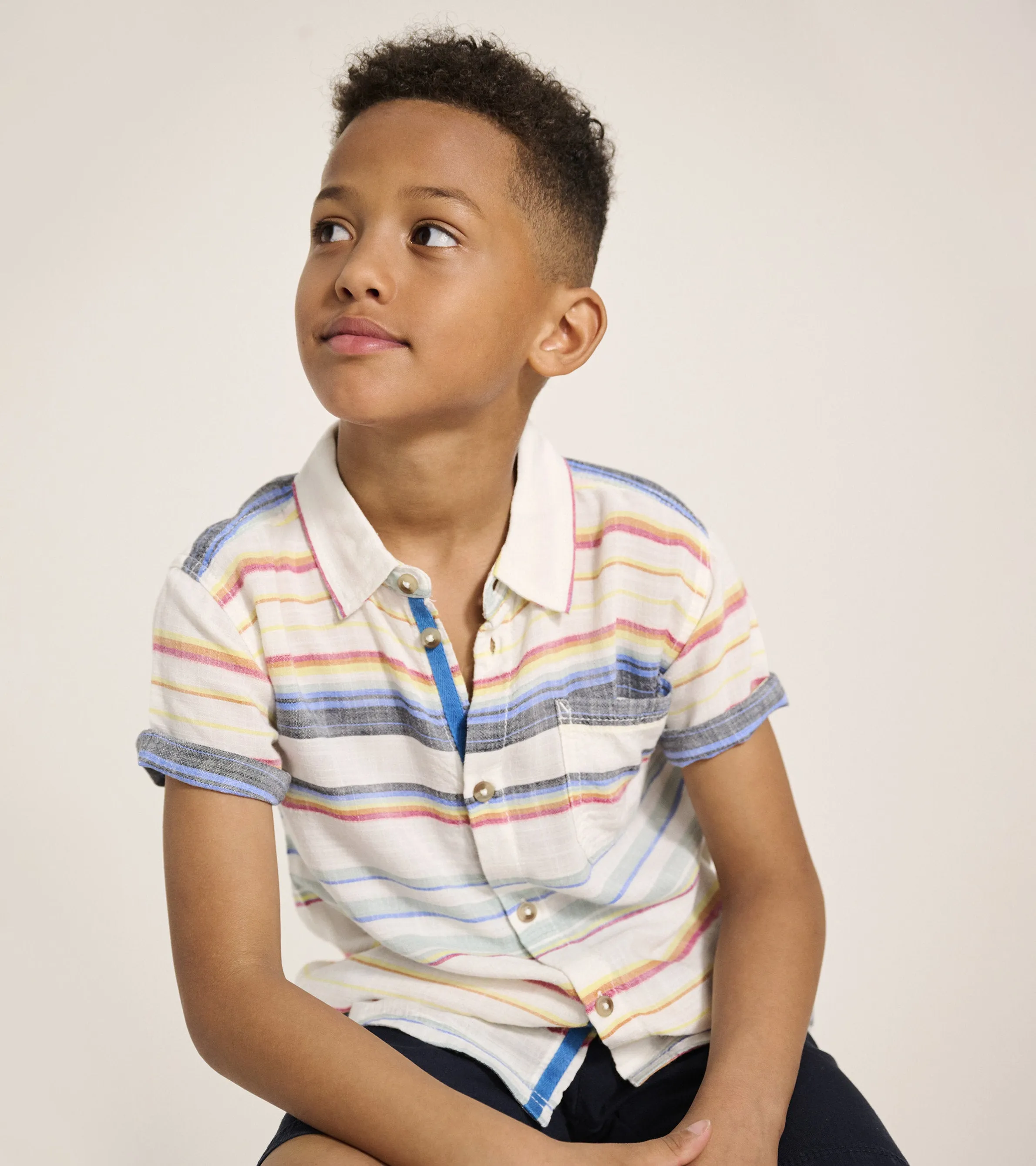 Boys Summer Stripe Short Sleeve Button Down -Hatley