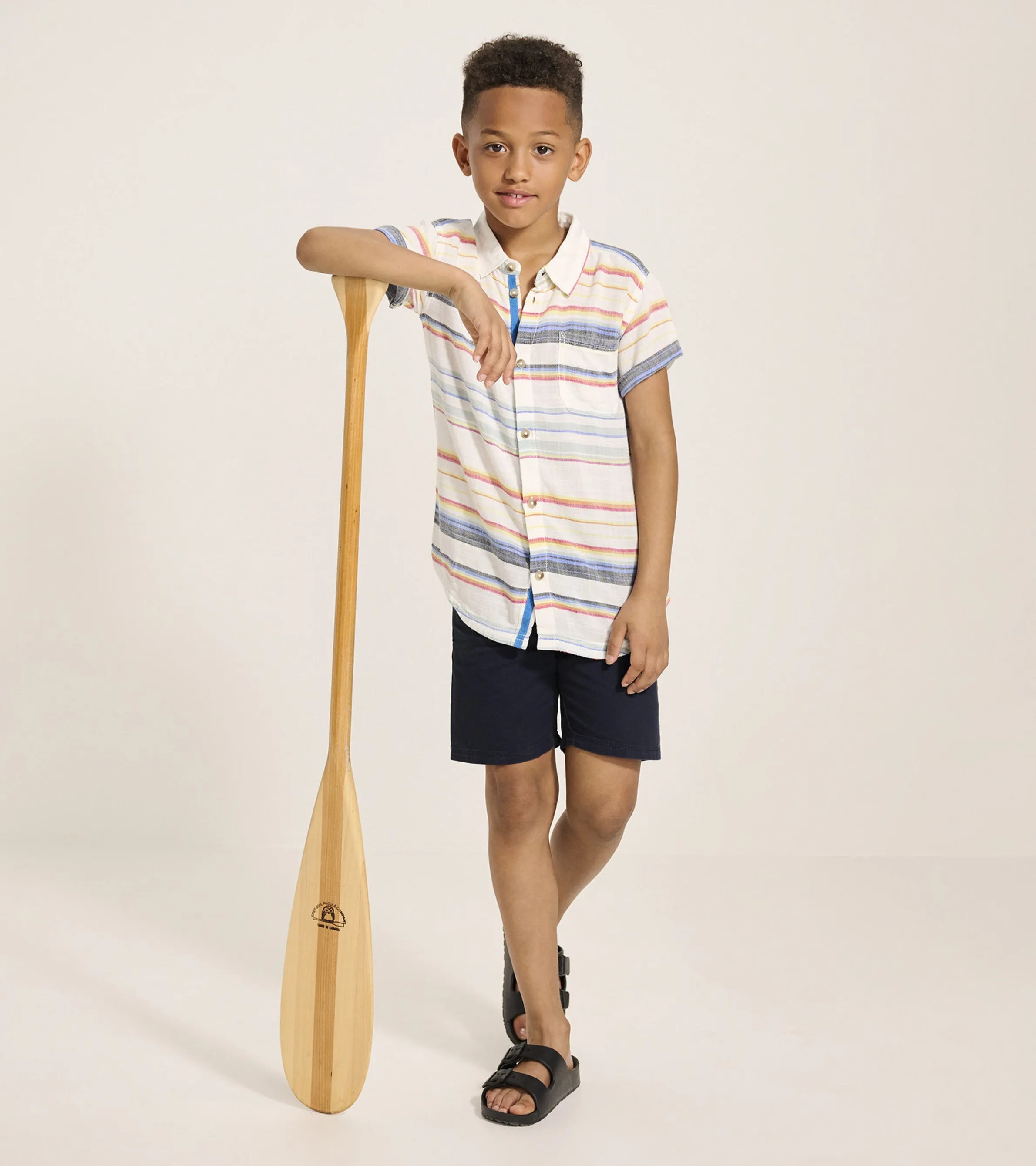 Boys Summer Stripe Short Sleeve Button Down -Hatley