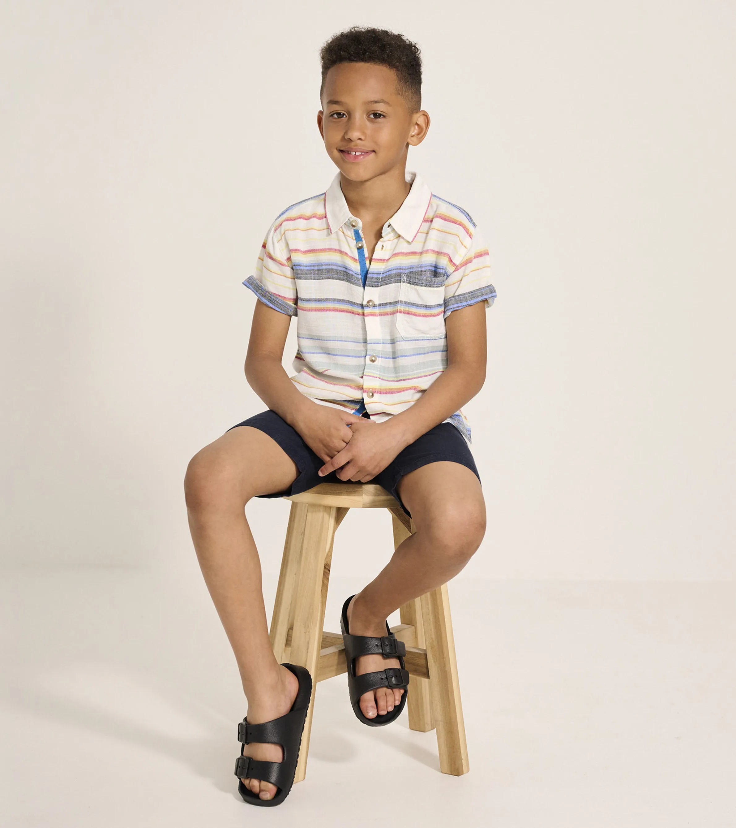 Boys Summer Stripe Short Sleeve Button Down -Hatley