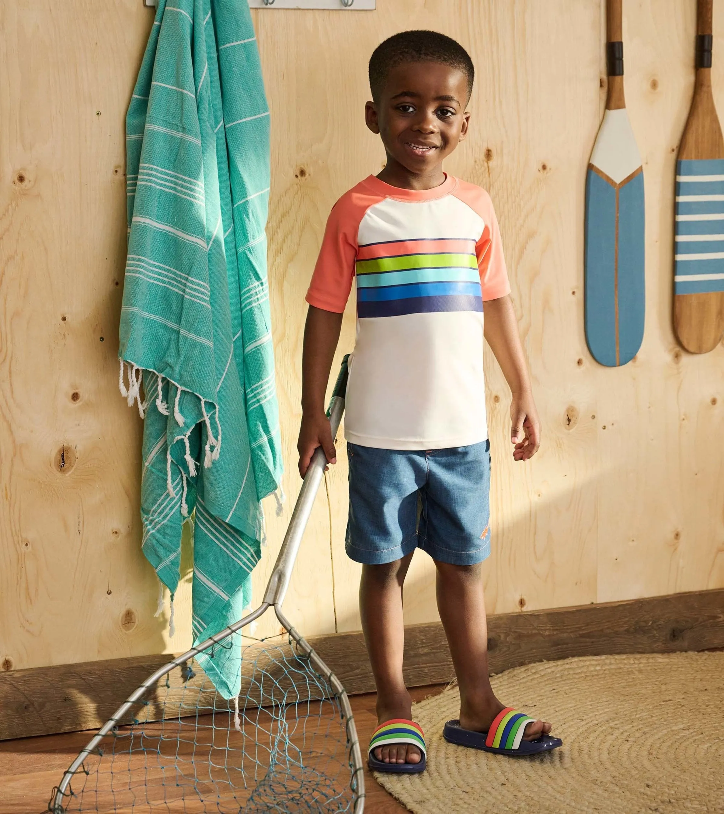 Boys Surfer Stripes Short Sleeve Rashguard -Hatley