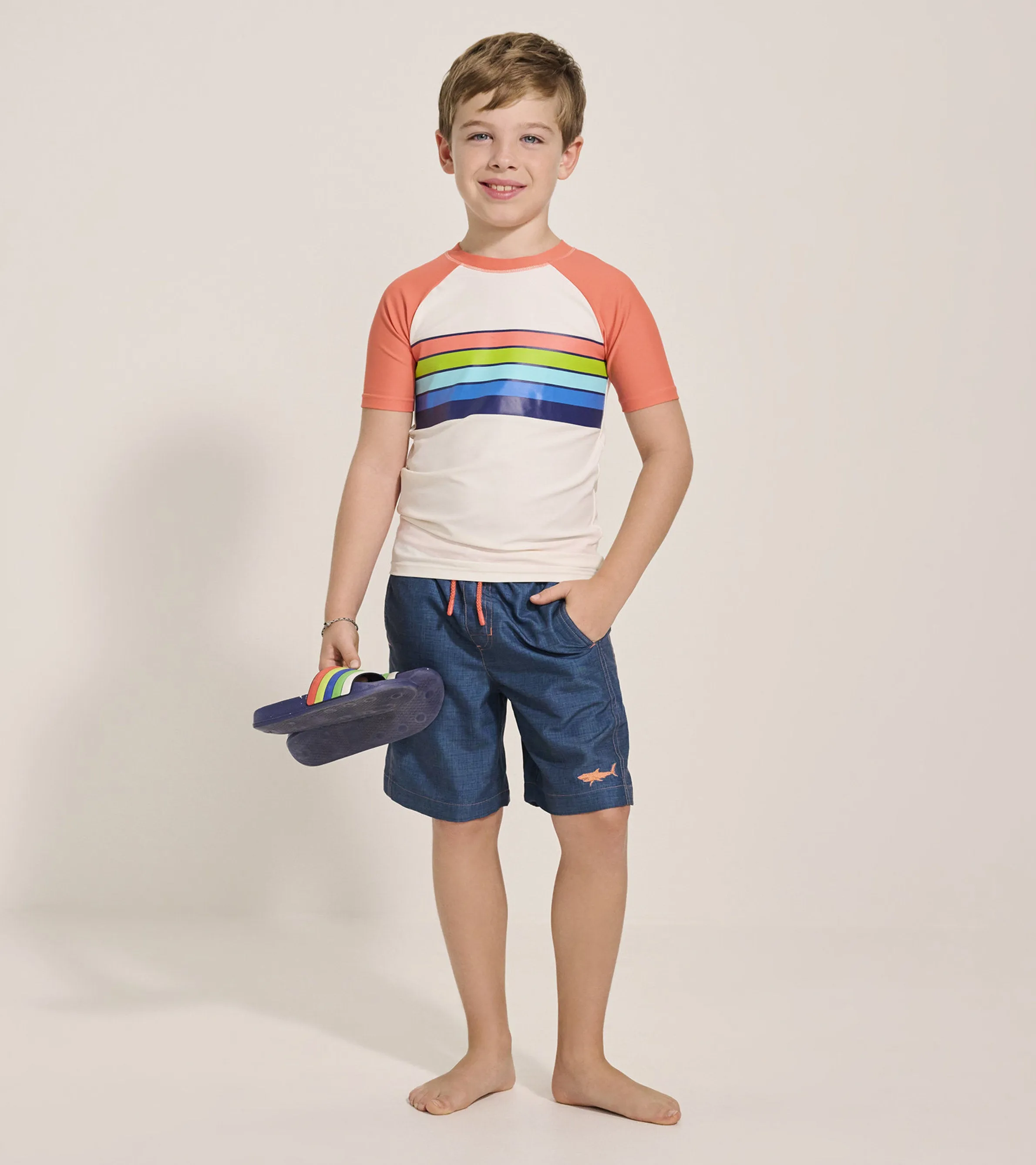 Boys Surfer Stripes Short Sleeve Rashguard -Hatley