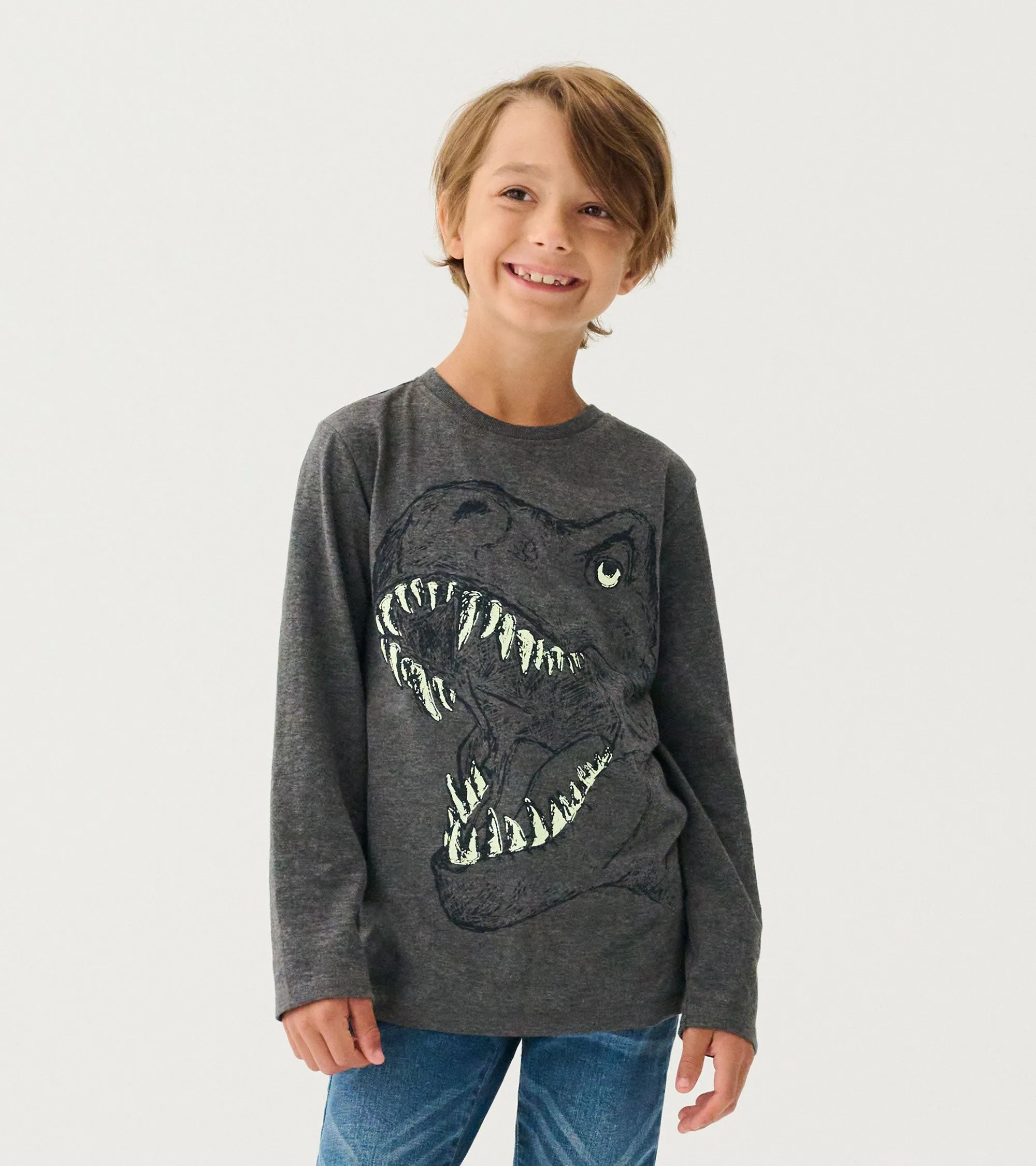 Boys T-Rex Glow in the Dark Long Sleeve T-Shirt -Hatley