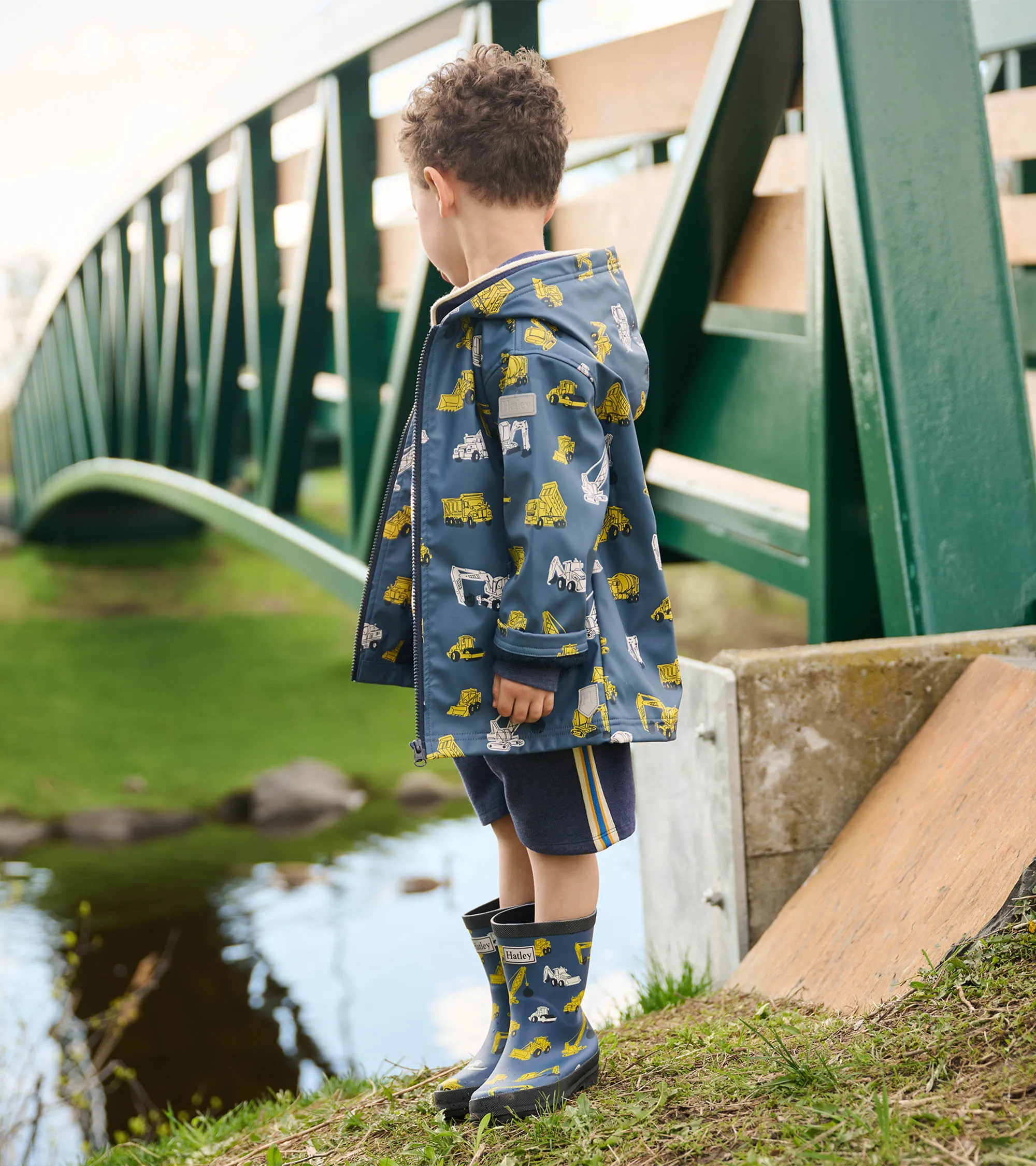 Boys Under Construction Zip-Up Rain Jacket -Hatley