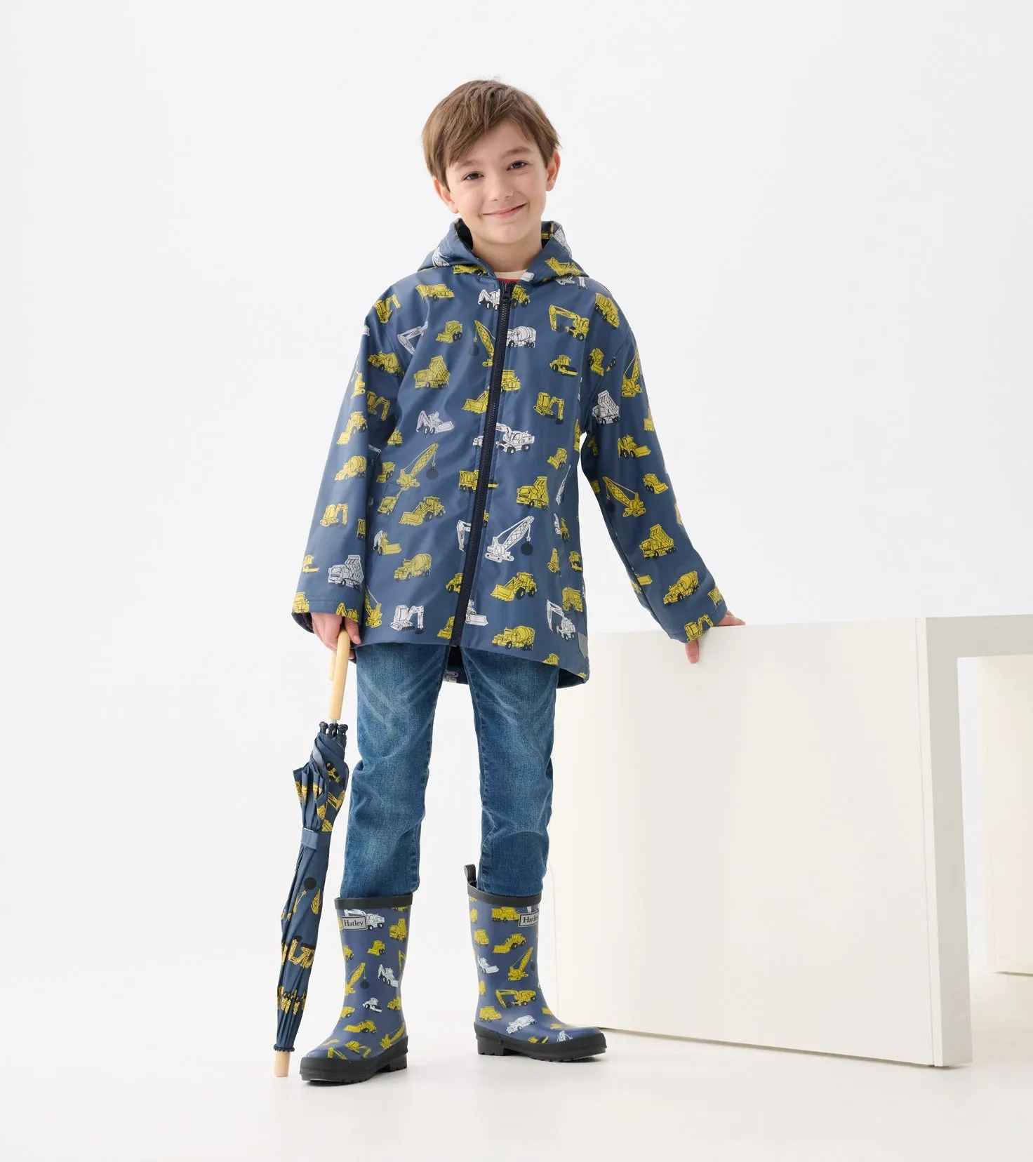 Boys Under Construction Zip-Up Rain Jacket -Hatley