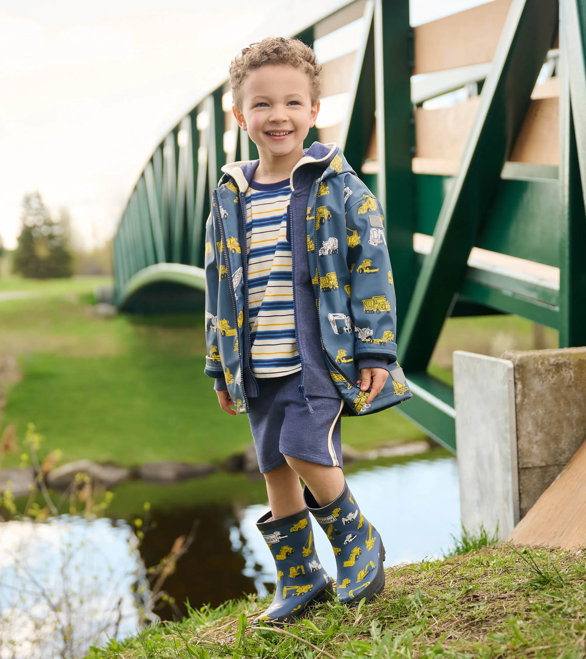 Boys Under Construction Zip-Up Rain Jacket -Hatley