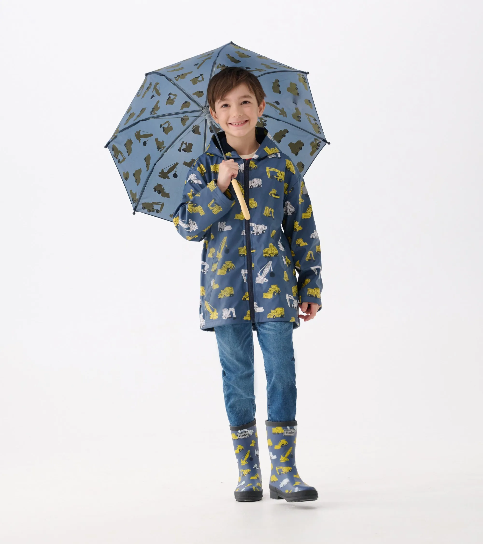Boys Under Construction Zip-Up Rain Jacket -Hatley