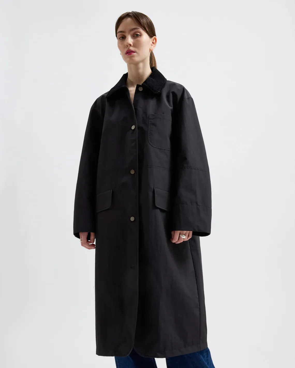 BRIXTOL TEXTILES - JOAN JET COAT - BLACK NYLON - SS25