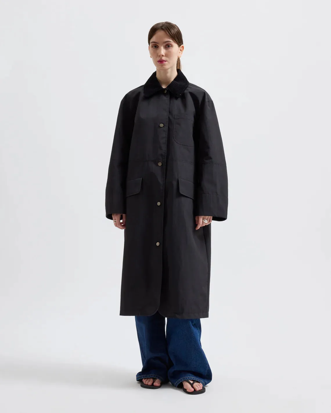 BRIXTOL TEXTILES - JOAN JET COAT - BLACK NYLON - SS25
