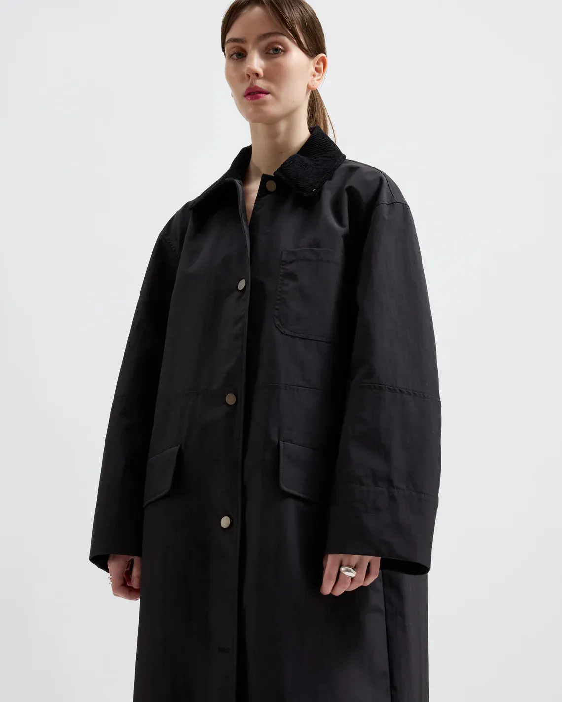 BRIXTOL TEXTILES - JOAN JET COAT - BLACK NYLON - SS25