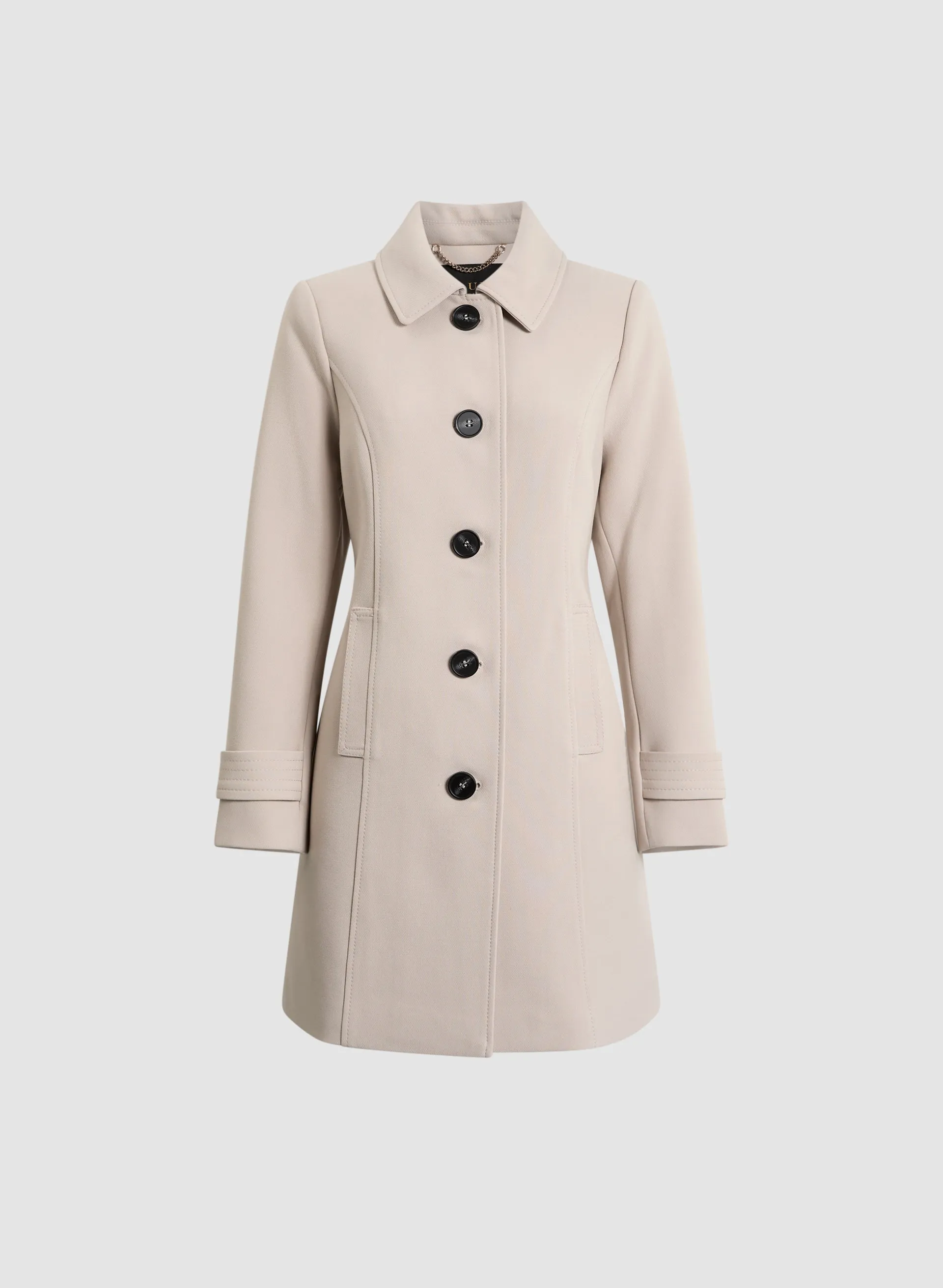 Button Front Tricotine Coat