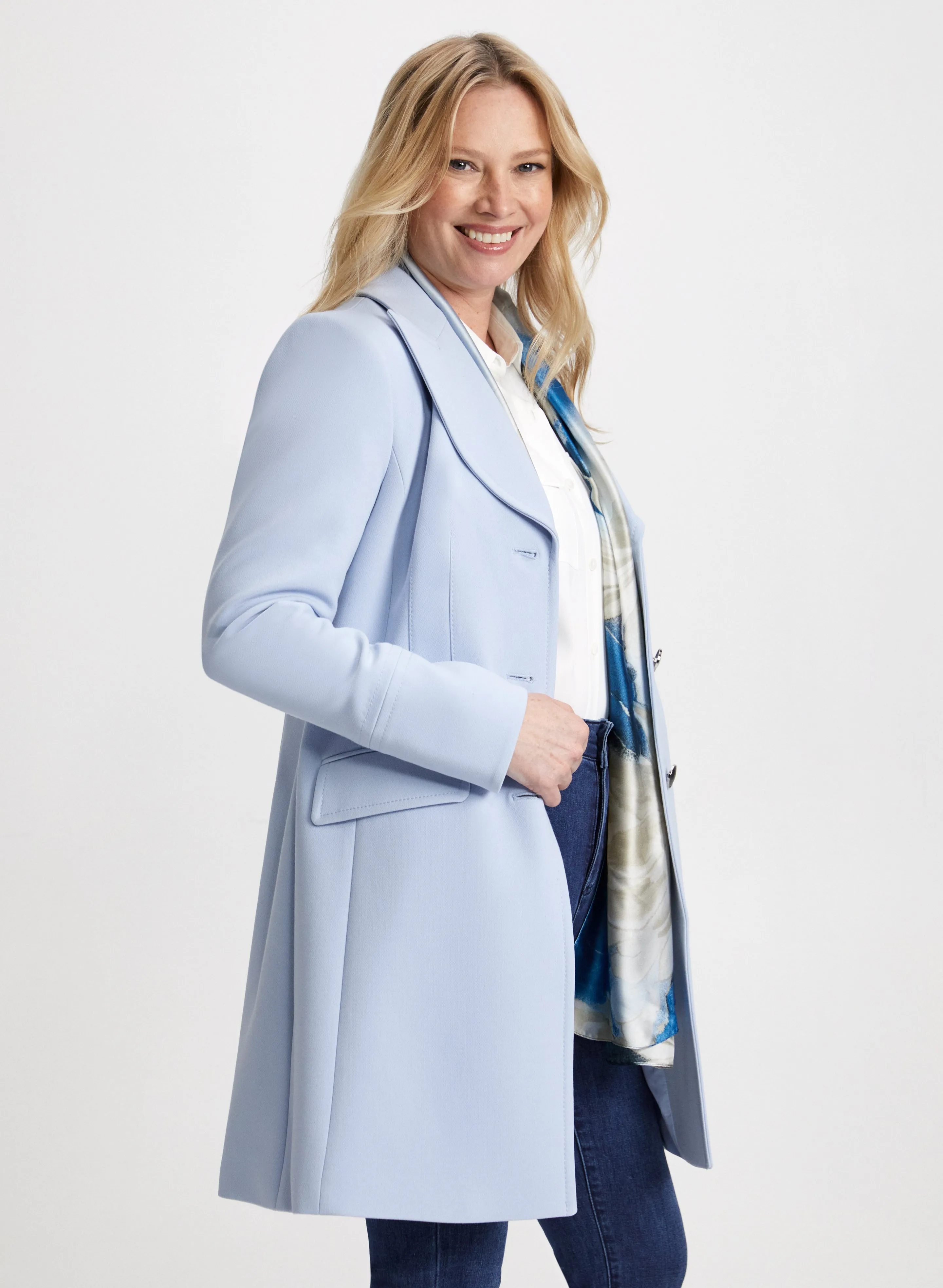 Button Front Tricotine Coat