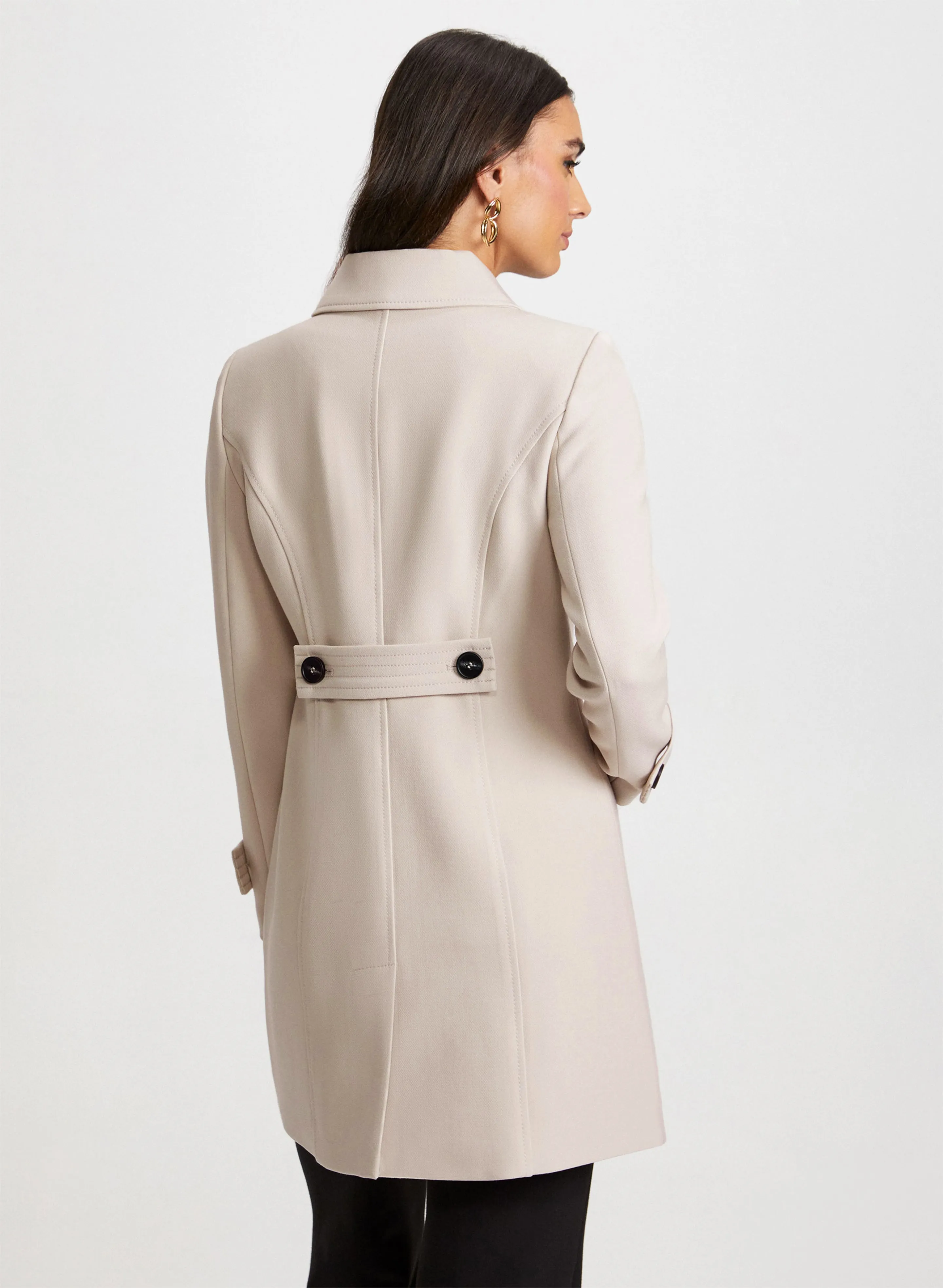 Button Front Tricotine Coat