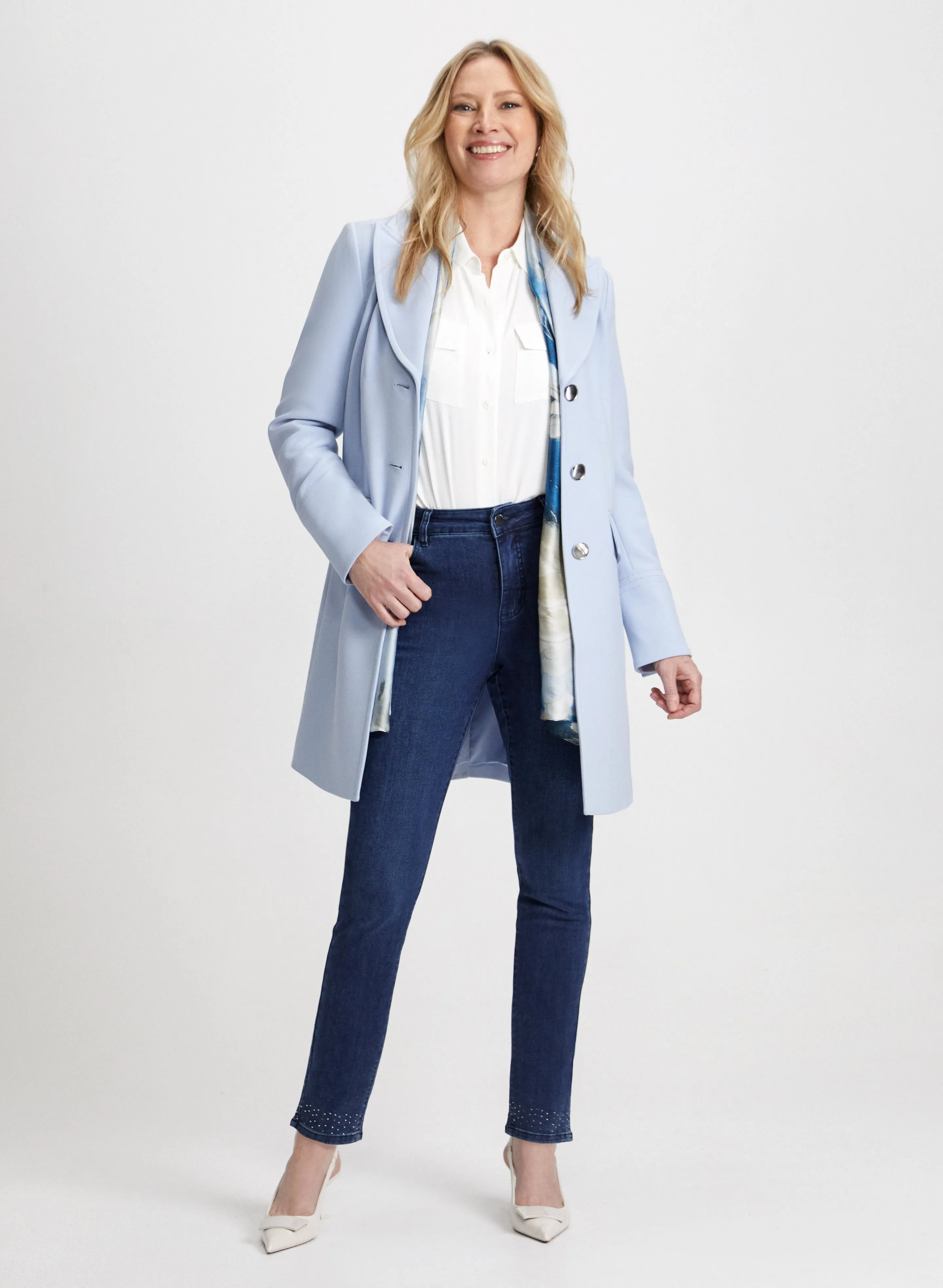 Button Front Tricotine Coat