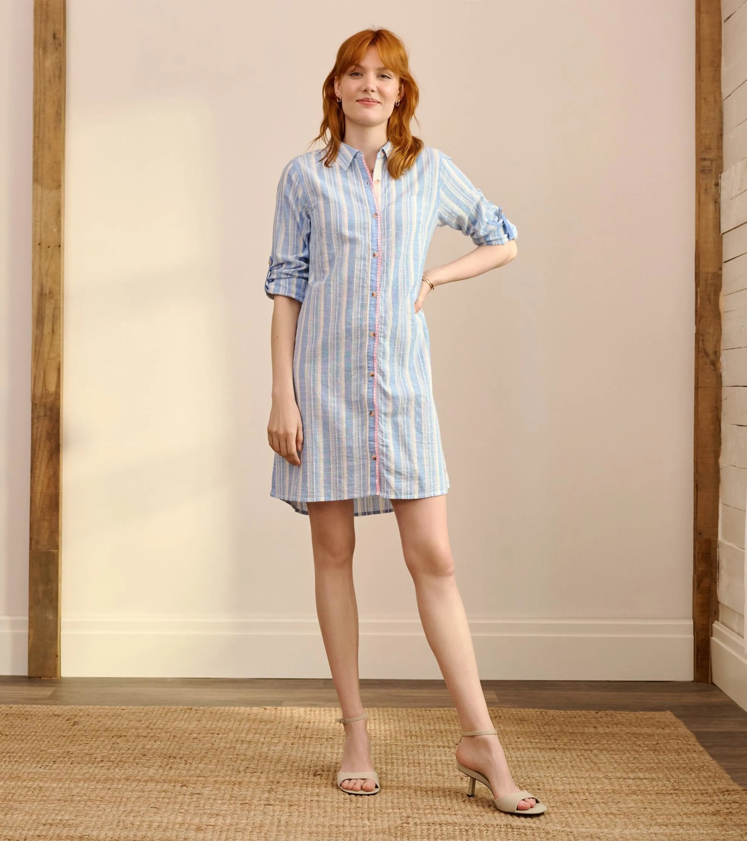 Cara Shirt Dress - Light Blue Stripes -Hatley