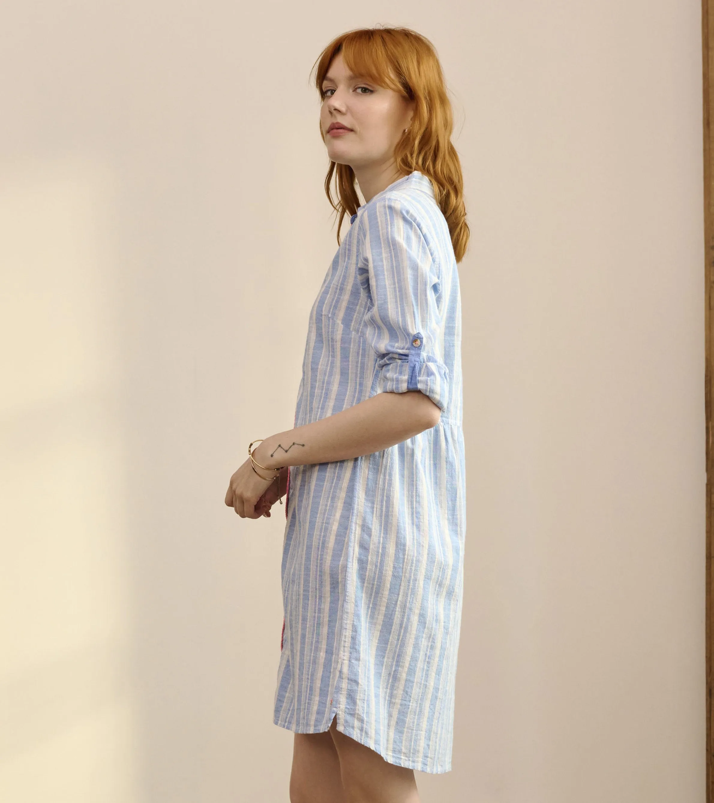 Cara Shirt Dress - Light Blue Stripes -Hatley