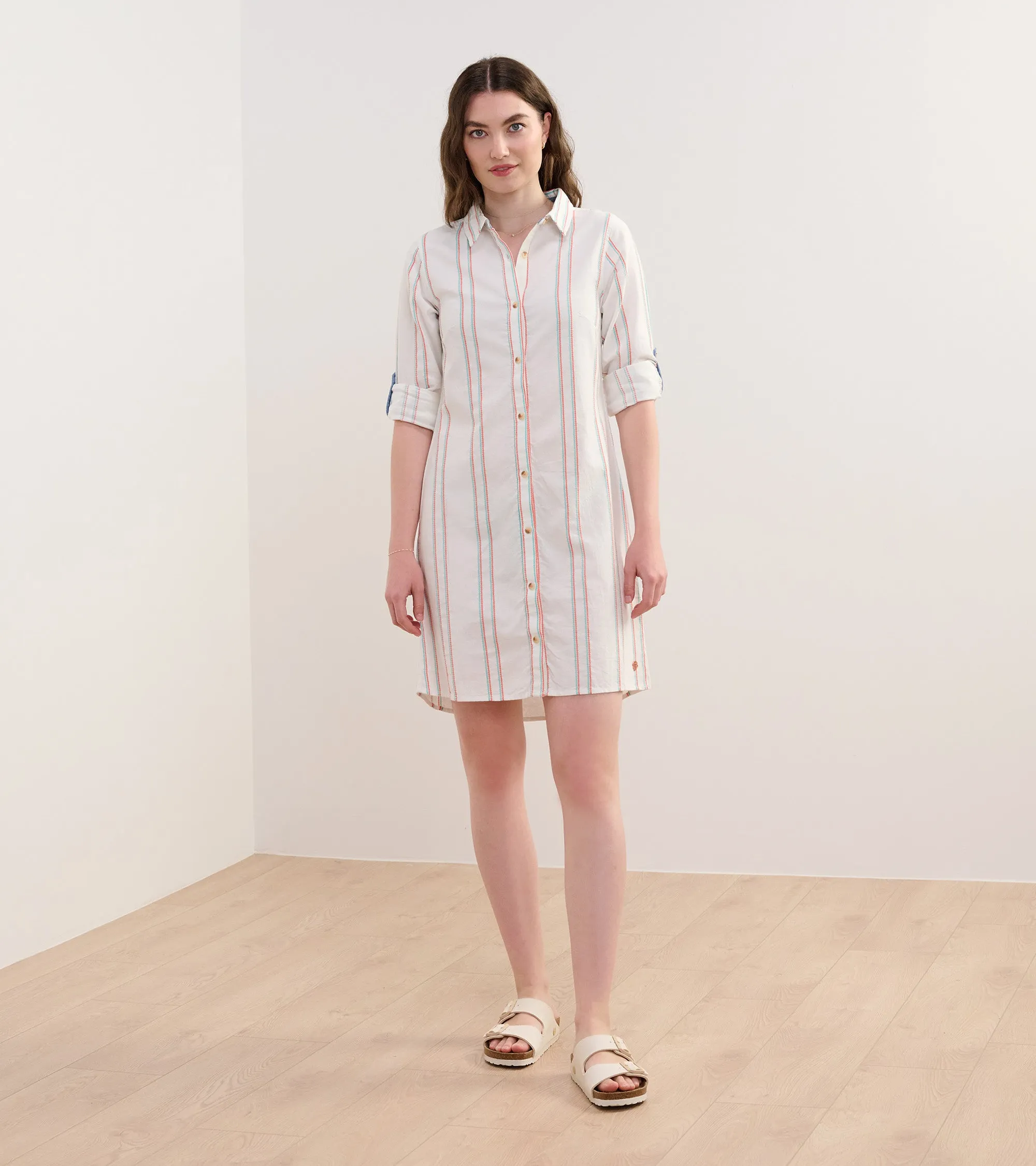 Cara Shirt Dress - Peach Chain Stripes -Hatley
