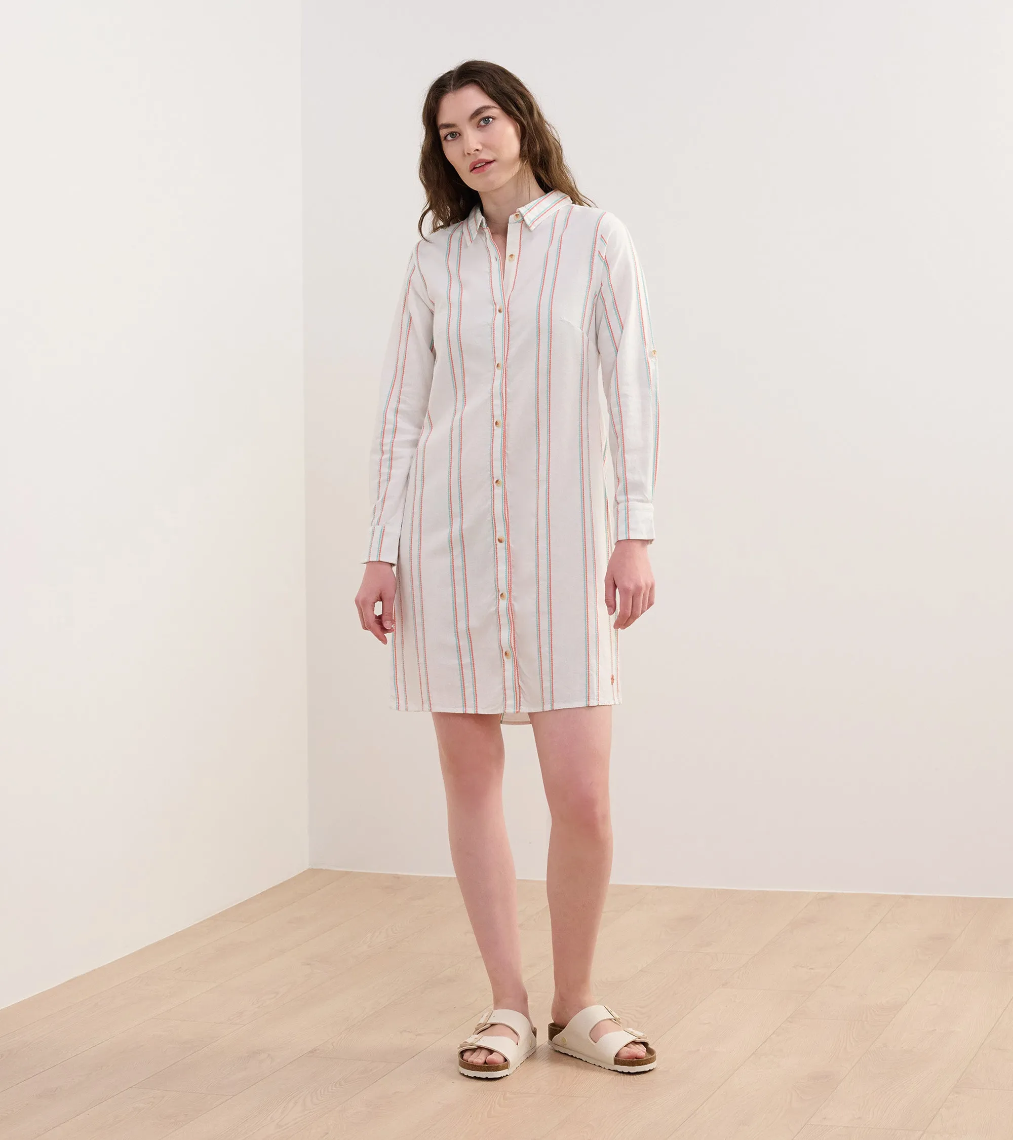 Cara Shirt Dress - Peach Chain Stripes -Hatley